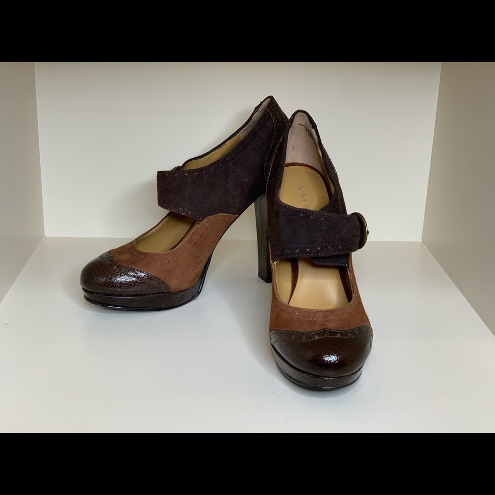 Brown Nine West t back platform Marry Jane